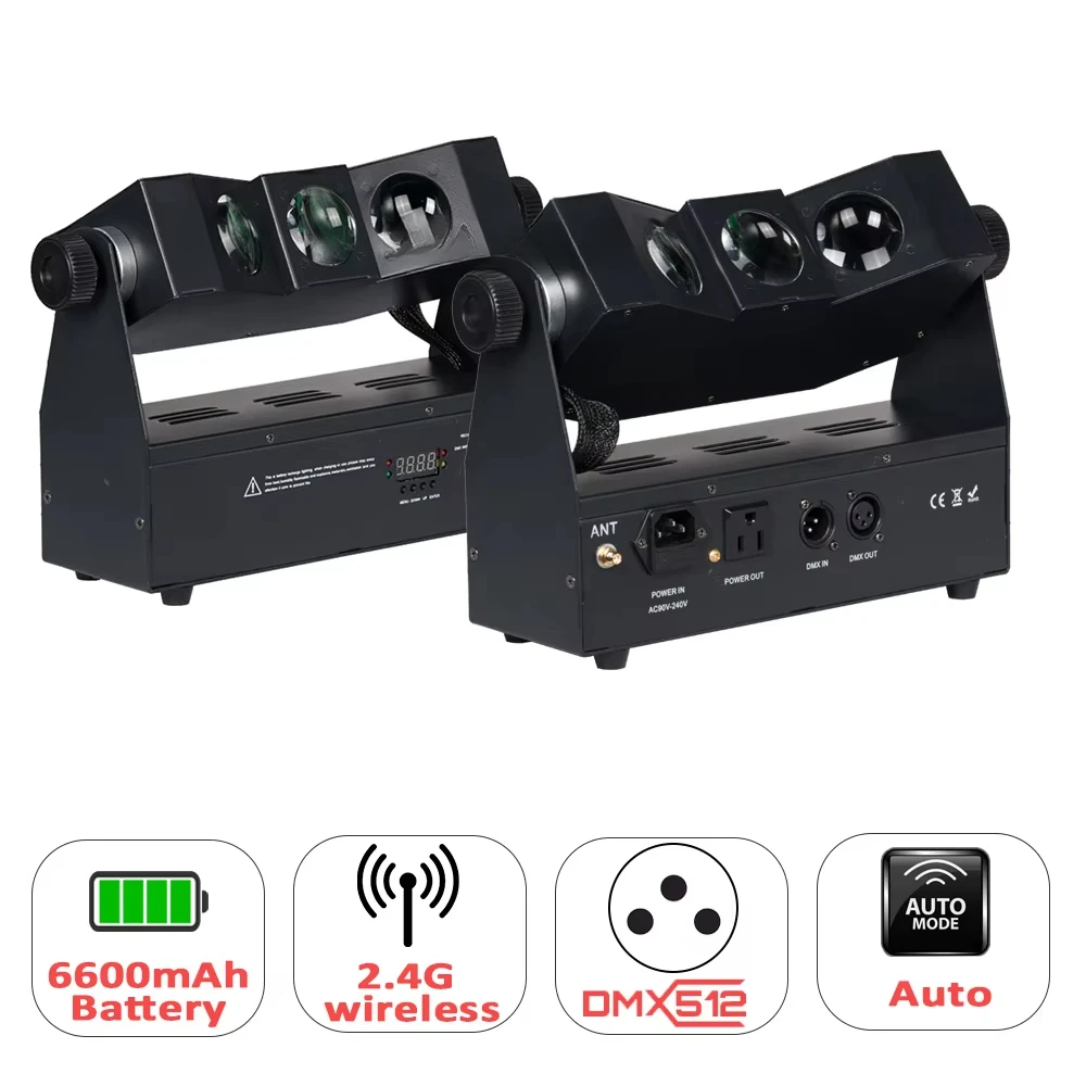 Battery Powered Stage Lighting 3 Head Uplights Rgba 4 in 1 Wireless Dmx Battery Led Wall Washer