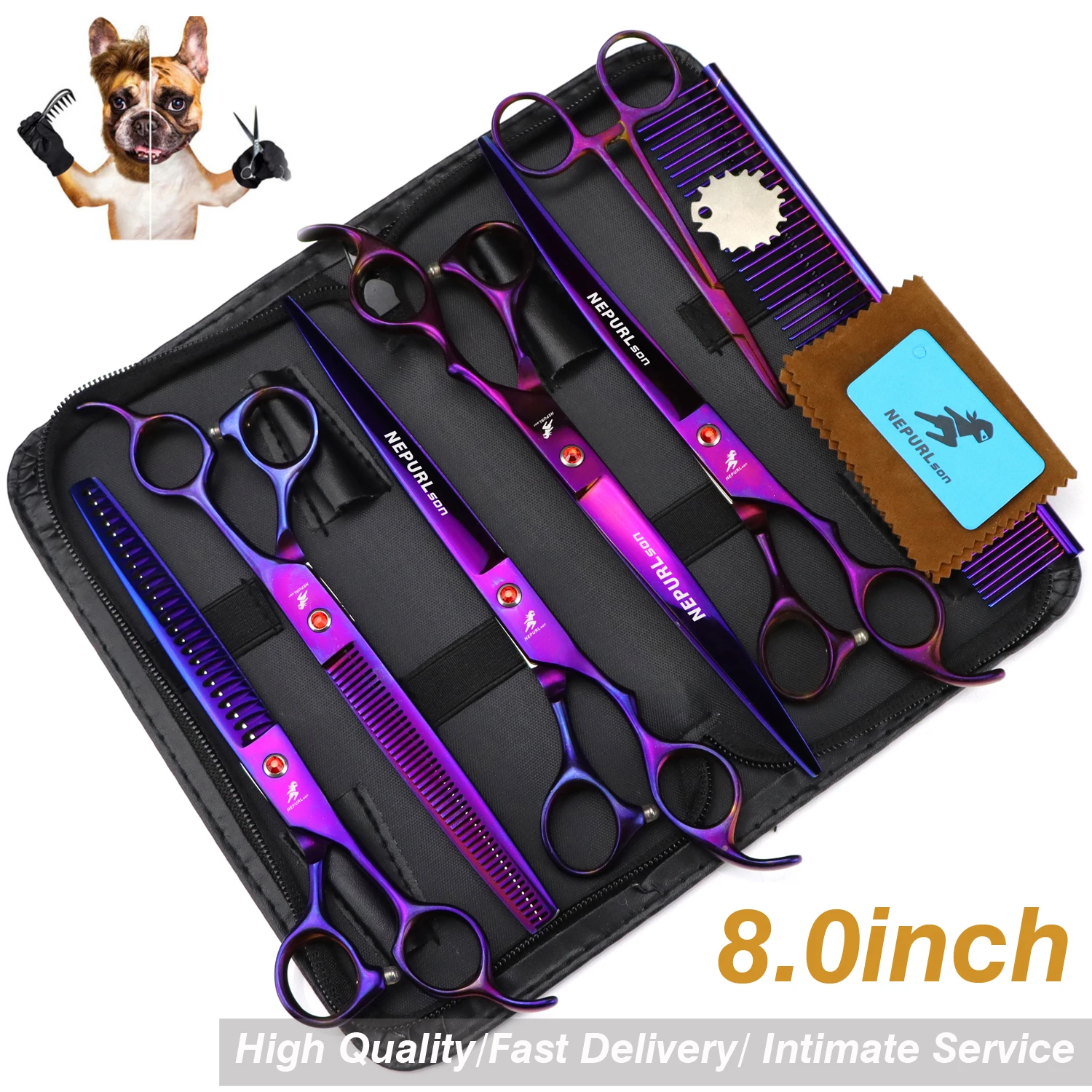 8 inch pet hairdressing scissors set  color set high class pet scissors