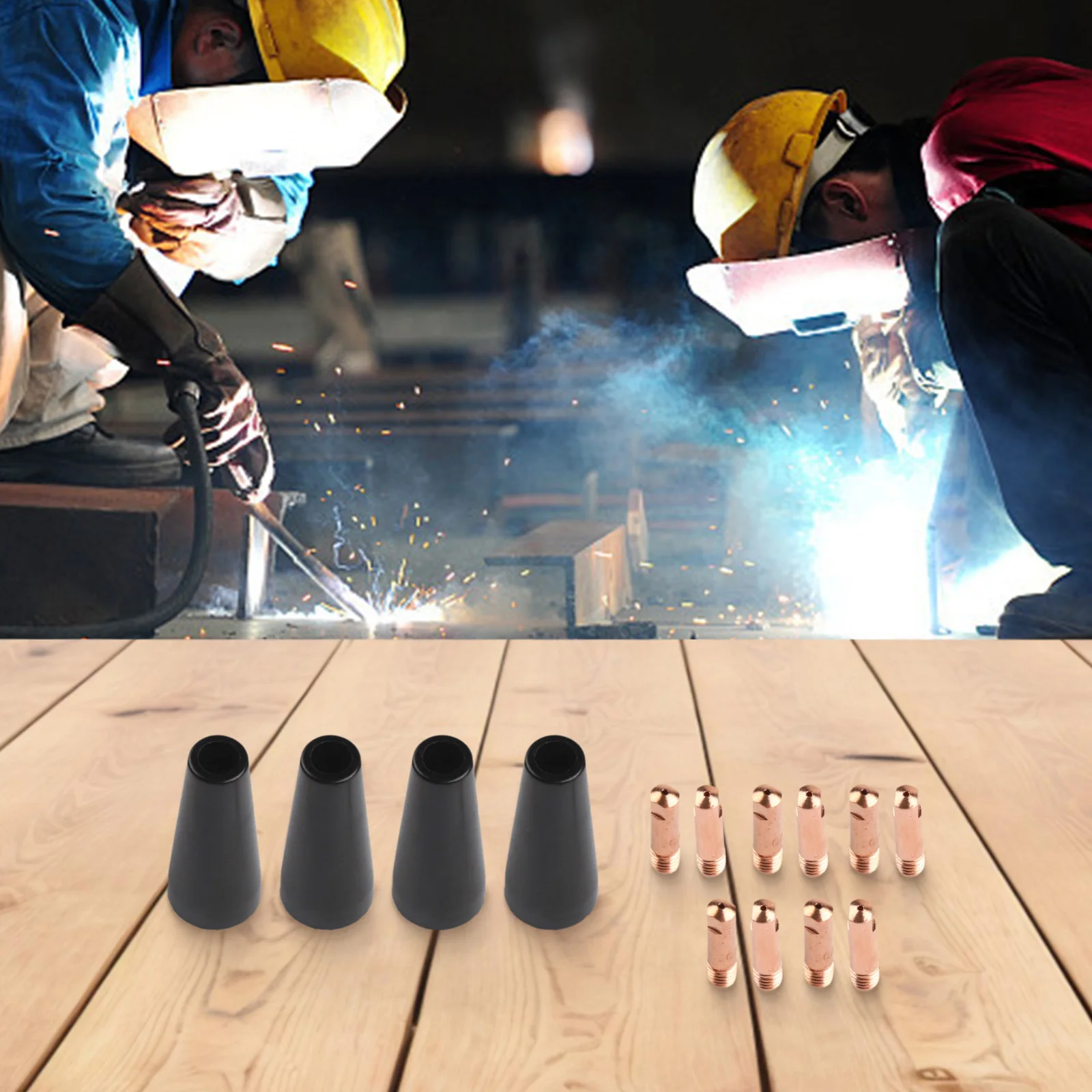 Flux Core Welding Nozzle Tips Kit Compatible with For 14AK and 15AK Devices Copper Tips for Improved Heat Management