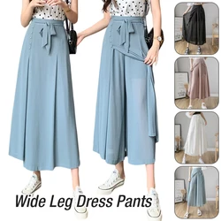 Sommer Elastische Falten Rock Frauen Chiffon Hosen Rock Hohe Taille Beiläufige Breite Bein Hosen Mode Streetwear Hosen Pantalones