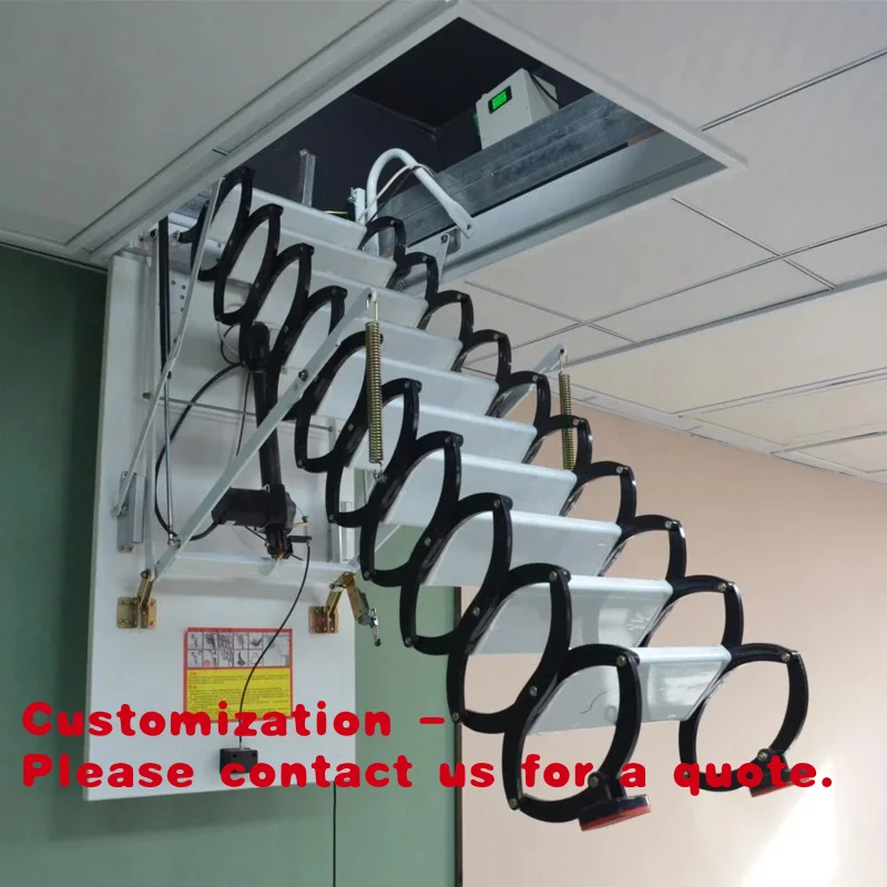 

Customize.Automatic Retractable Wall Attic Ladder Extendable Aluminum Loft Stair Home Use Exterior and Apartment