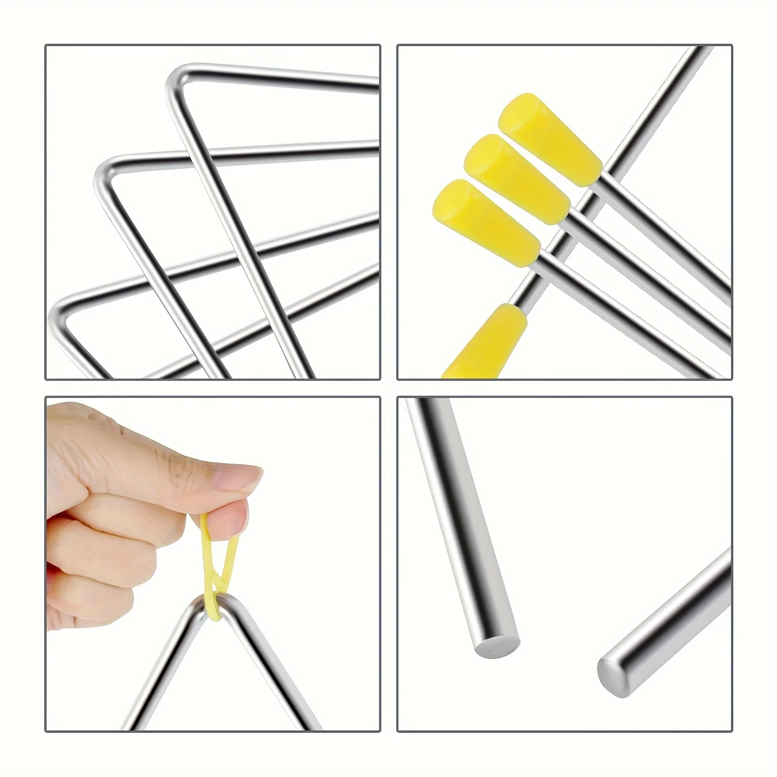 1SET Triangle Instrument with Striker  8 Inches Percussion Instrument Hand Musical Steel Percussion Triangles Fun Music ZSY