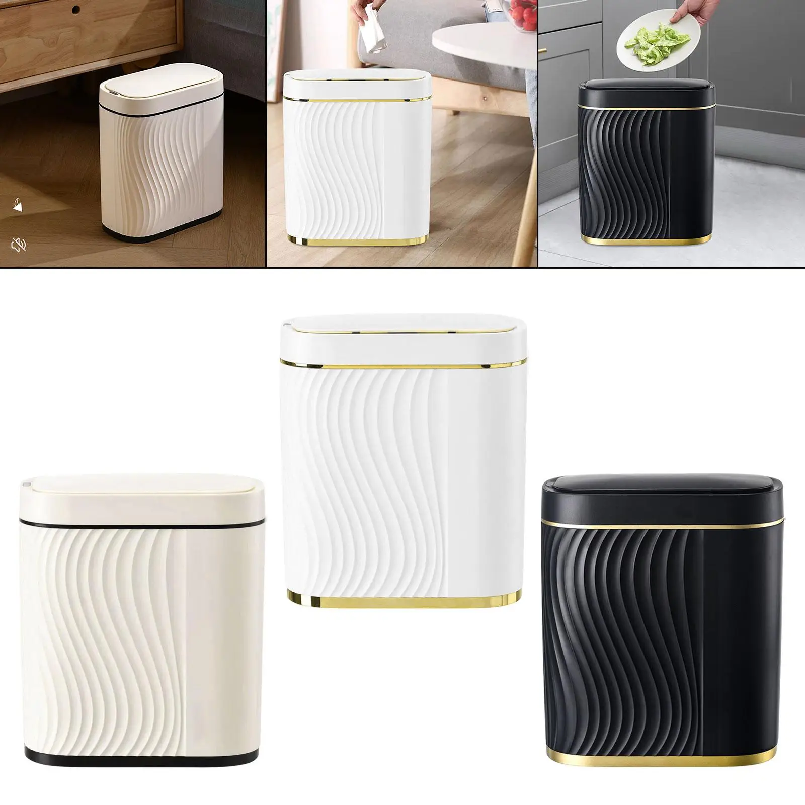 Automatic Touchless Garbage Can Bedroom Trash Bin 2.1 Gallon Garbage Waste Bin for Household Home Living Room Hotel Kitchen