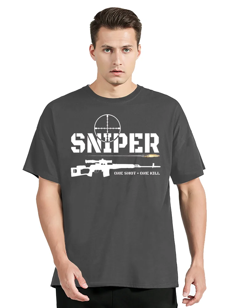 Sniper Shot Kill Print T-shirt Cotton Fashion Unisex Tops Oversized Tees Fitness Streetwear Graphic T Shirt Men's Clothing