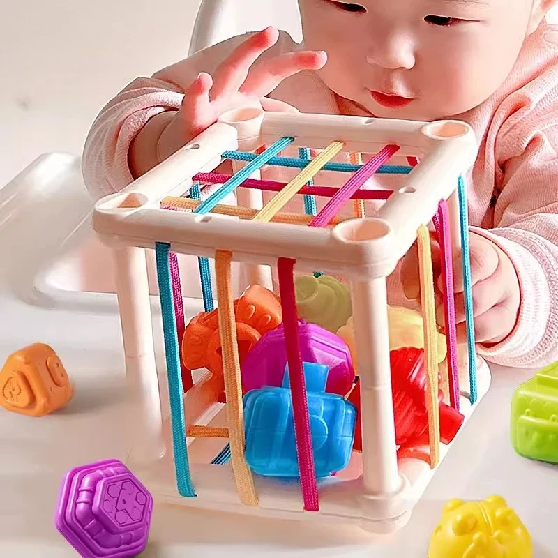 Jouets Montessori pour bébés de 18 mois, développement sensoriel, jouets éducatifs d'apprentissage, blocs colorés, jeu de tri pour bébés