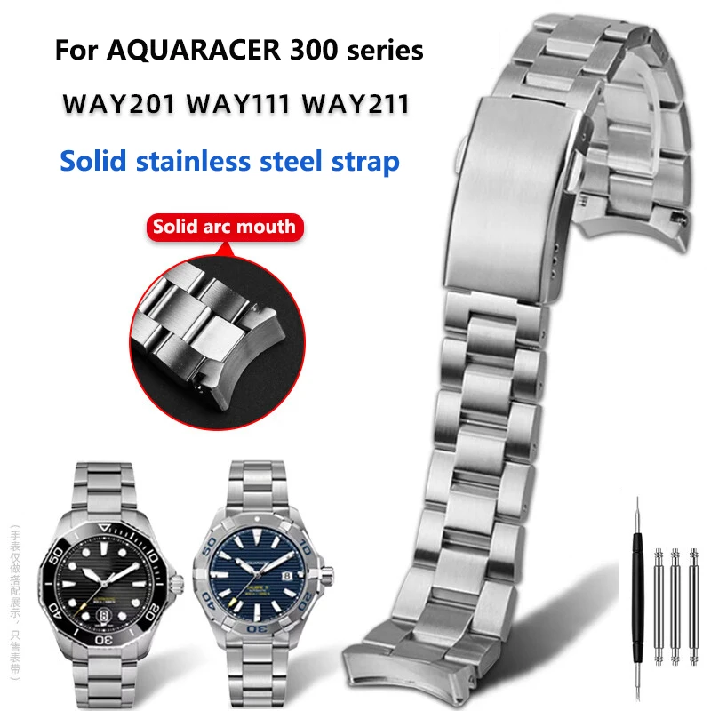

Solid stainless steel Curved watch strap for TAG HEUER AQUARACER 300 special watch band WAY211/WAY111 men bracelet 20.5mm/21.5mm