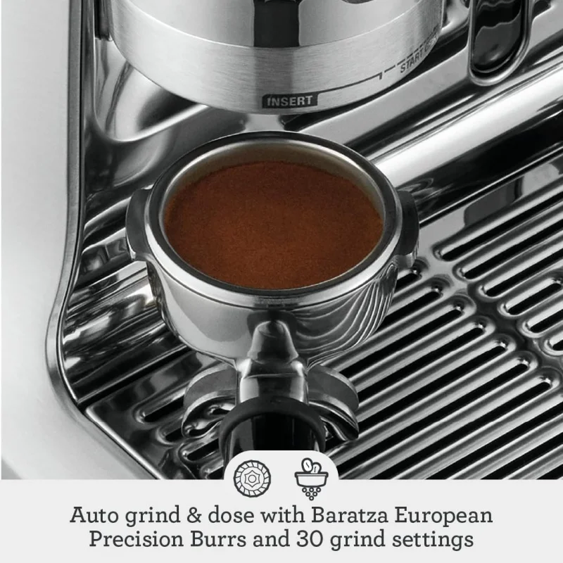 Breville mesin Espresso Barista Pro BES878BSS, baja tahan karat dengan sikat