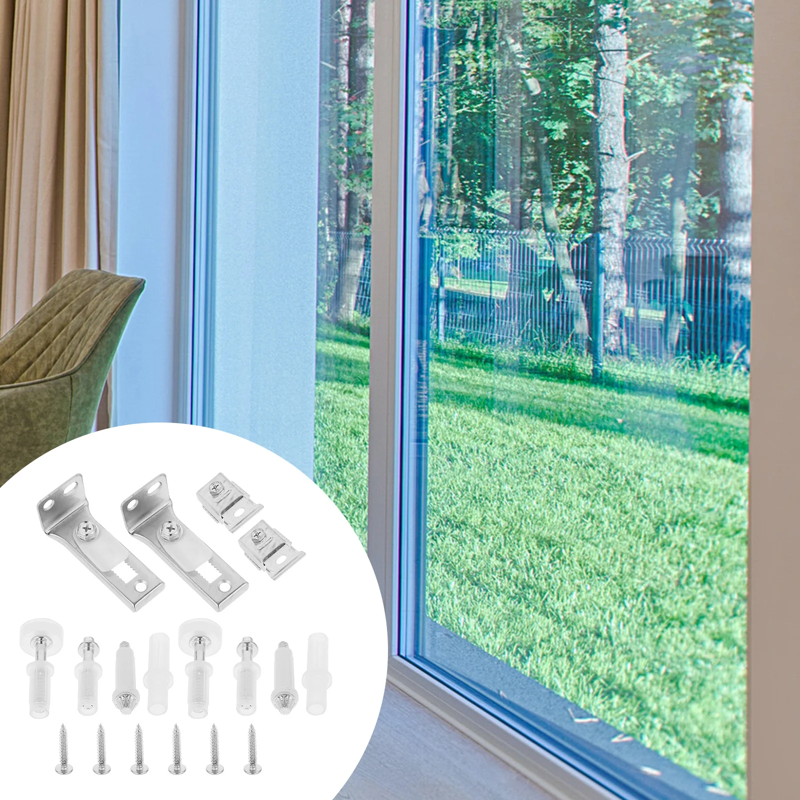 

2 set Bifold Hardware Kit Stainless Steel Folding Closet Door Track Sliding Door Repair Tool Kit For Home Office