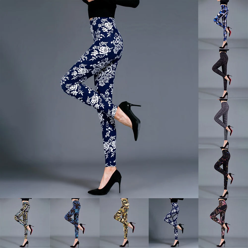 Yoga Practice Floral Leggings Women's Yoga Pants Stylish Floral Printed High Waist Pants Tag Size Average Size