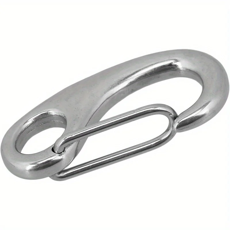Stainless Steel Spring Snap Hook 50mm Multifunctional Stainless Steel Spring Carabiner Outdoor Living Egg Shape Spring Snap Hook
