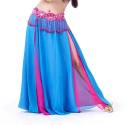 Mixed Color Double Split Chiffon Belly Dancing Skirt Lady Belly Dance Skirts Women Sexy Oriental Belly Dance Skirt Professional