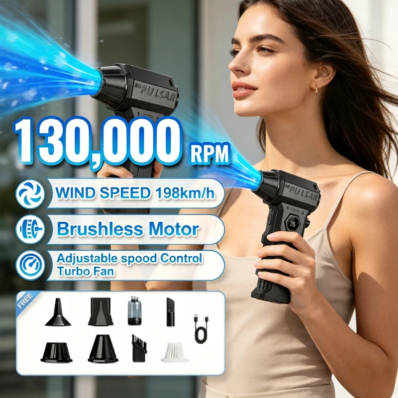

130000RPM Powerful Air Blower Brushless Motor Turbo Fan Turbo Blower Wind Speed 198km/h 10000mAh with LED display Air duster