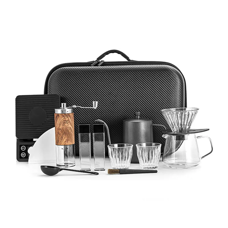 XH106 Customized Ethiopian Coffee Rekebot Portable V 60 Coffee Set Kit Accessories Travel Arabic Coffee EVA Manual Tool Gift Box