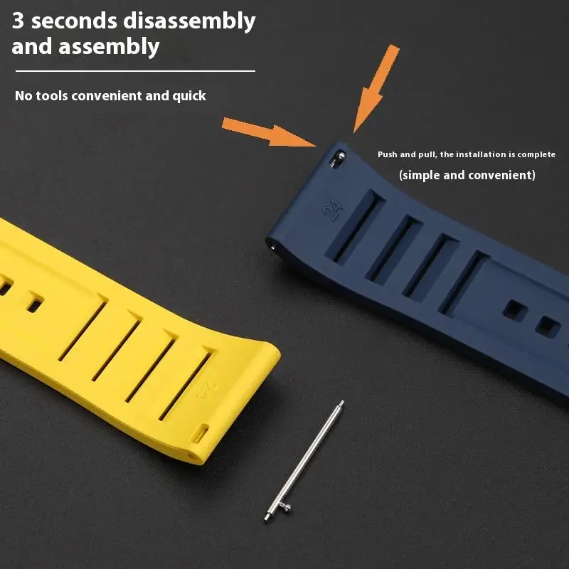 FKM 방수 방진 퀵릴리즈 시계 밴드, 디젤 DZ4323 DZ4318 DZ7362 7332, 불소 고무 시계 스트랩, 22mm, 24mm, 26mm