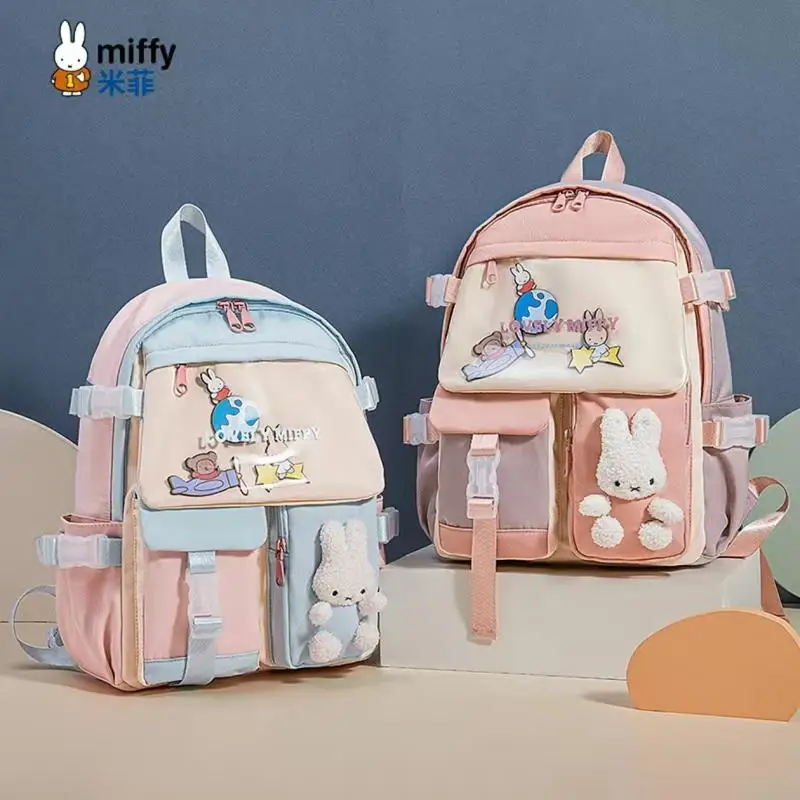 

Miffy Canvas Backpack Kawaii Cartoon Miffy Rabbit Student Backpack Large Capacity Korean Version Harajuku Style Children's Gift