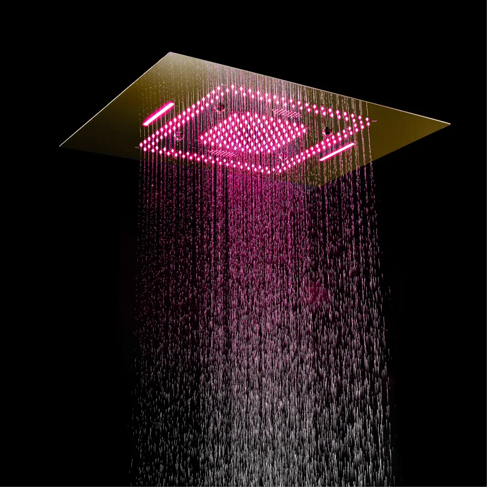 600*800mm Music Shower System LED Shower Combo Set Thermostatic Bathroom Shower Faucet Set Bluetooth Smart Musical Shower Set