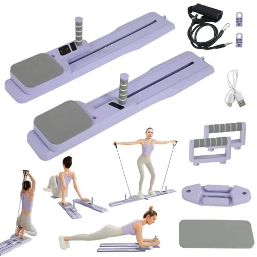

Портативная доска-реформер для пилатеса с эспандерами и таймером для тренировок всего тела черного цвета со съемным дизайном, многофункциональная