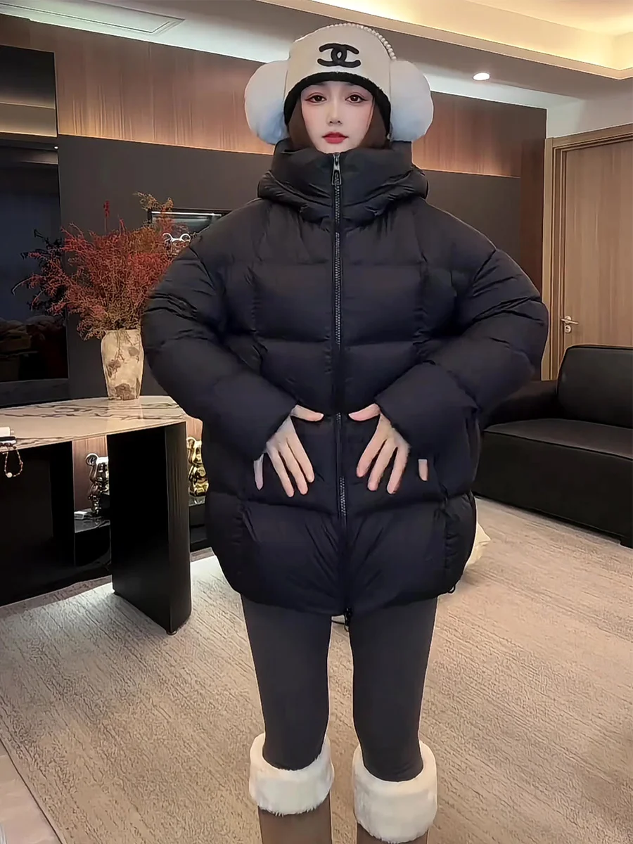 

Корейская женская утепленная куртка-пуховик Cloud Donut с капюшоном, удлиненная, теплая верхняя одежда, весна 2026, повседневная носка