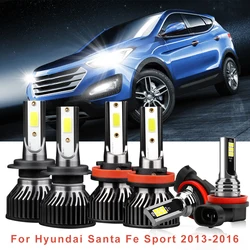 6x Combo Kit 18000LM LED Headlight High Low Beam 6000K Fog Bulb For Hyundai Santa Fe Sport 2013 2014 2015 2016 Genesis 2009-2014