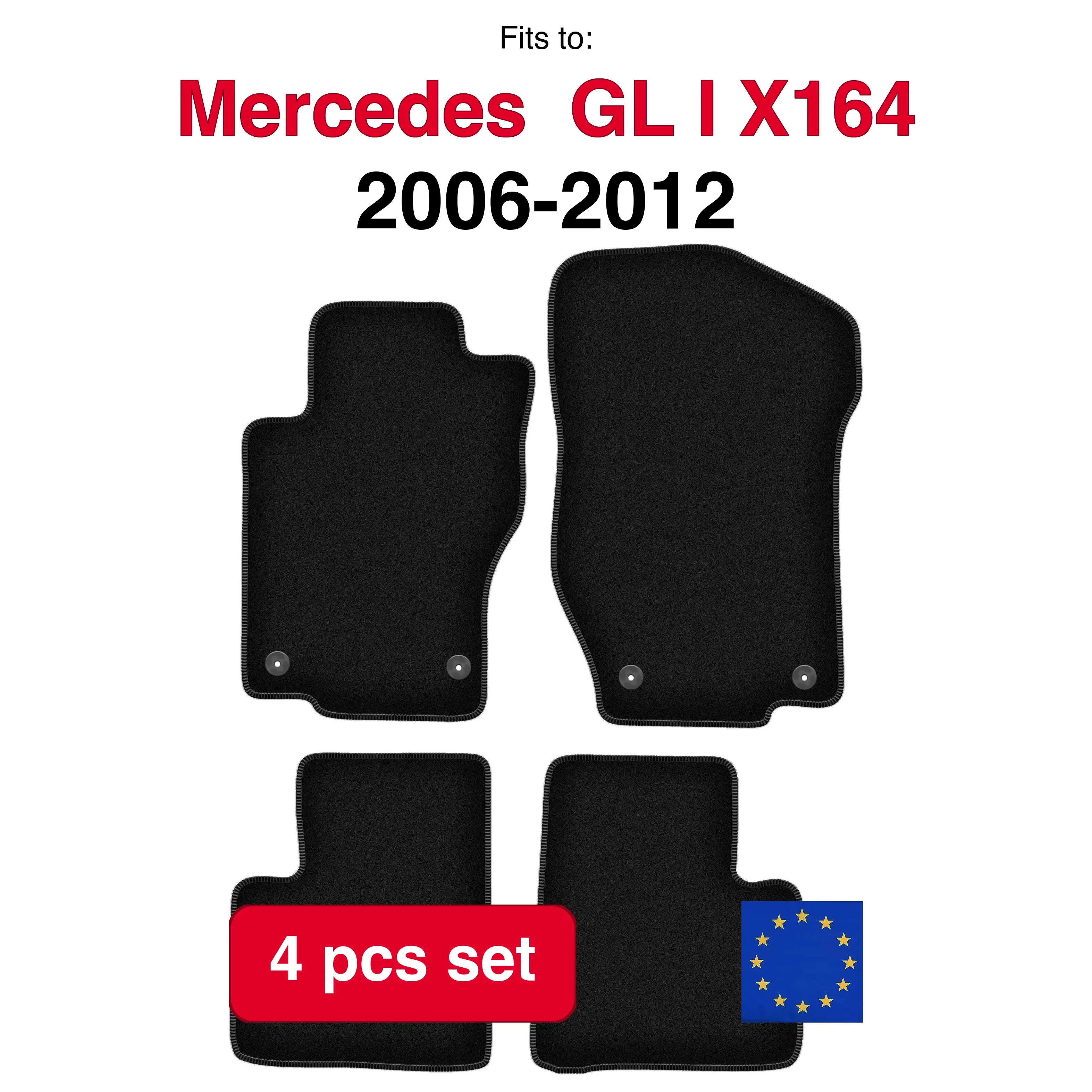 Velour tapijtset voor Mercedes GL I X164 SUV (2006-2012) - Zwart (4 stuks) in de auto passende automattenset