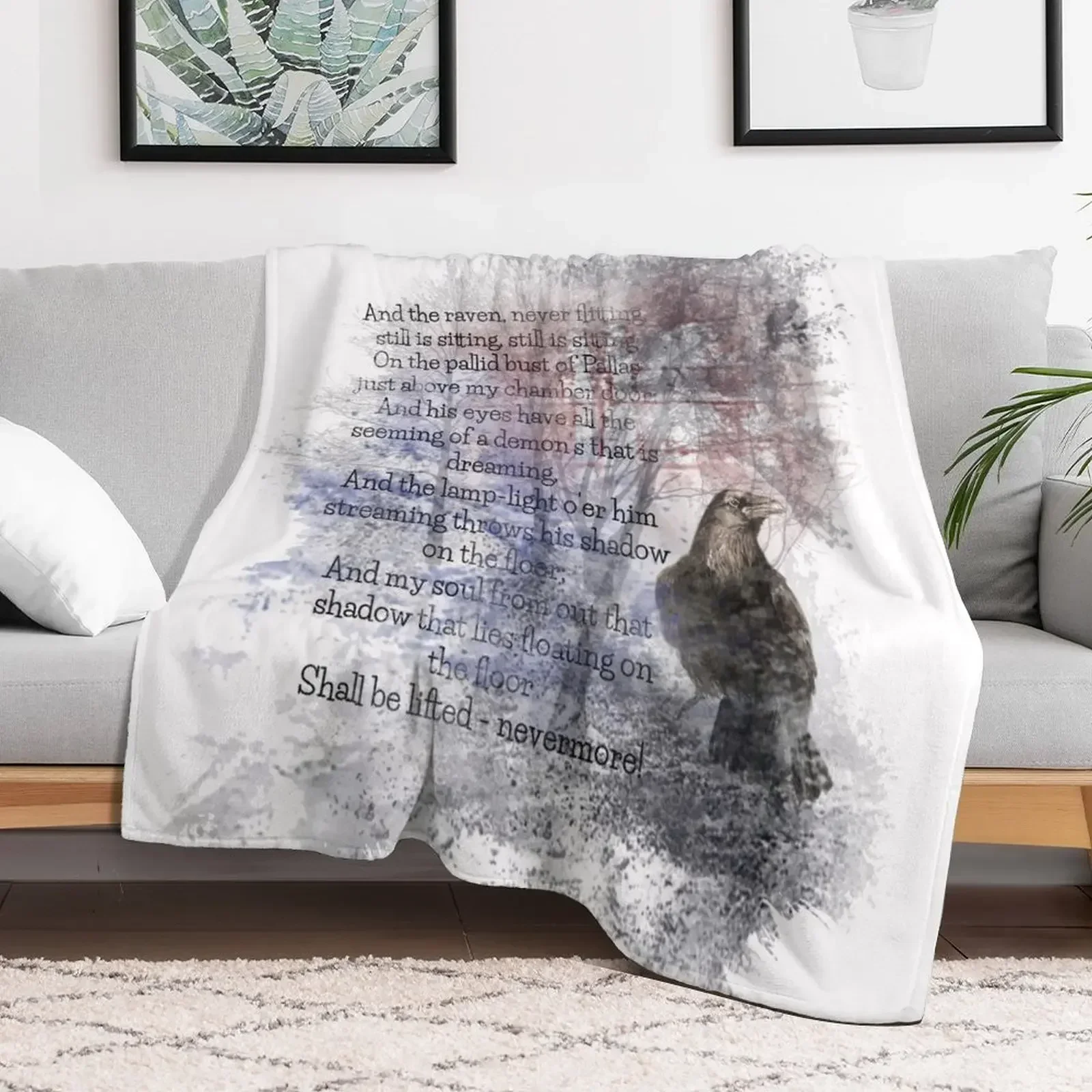 

Edgar Allan Poe Poem The Raven Throw Blanket blankets and throws Personalized Gift Decorative Sofa Decorative Throw Blankets
