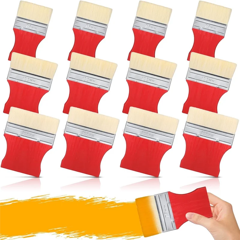 

Practical-12 Pieces Flat Paddle Paint Brush Set Bulk Watercolor Oil Painting Acrylic Varnish Paint Painter Artist