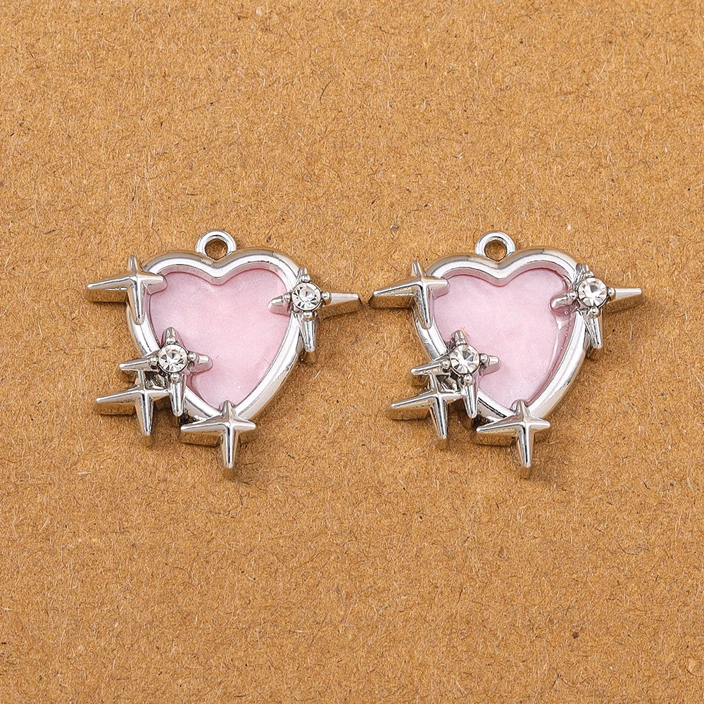5 Stück 23*24mm Emaille Liebe Herz Charms Anhänger für Schmuckherstellung Ohrringe Halskette DIY Armband Zubehör Zubehör – Detail 8