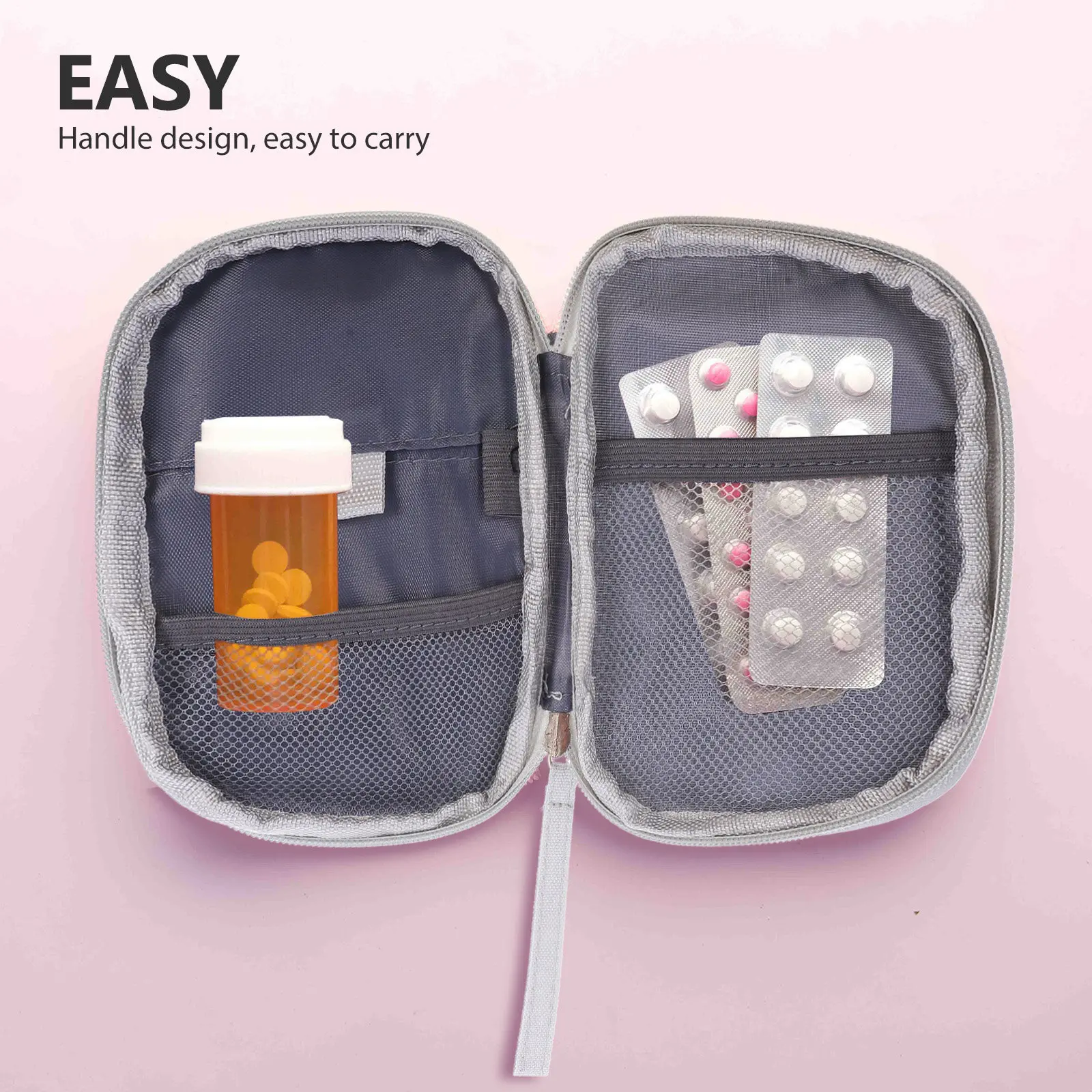 Lightweight Medicine Pouch Compact First Aid Bag Empty Sturdy Zipper Design Portable Supply Organizer for Car Boat Bike