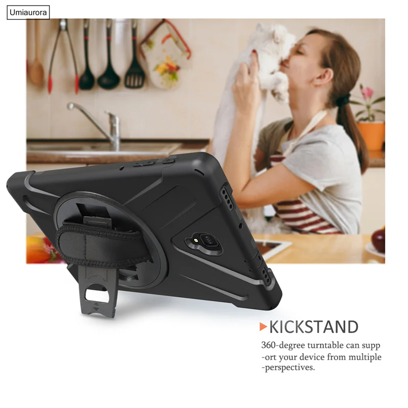 

Прочный защитный чехол для планшета Samsung Tab A 10,5 дюймов SM-T590 SM-T595 SM-T597 с ремнем для ношения на руке и плече, подставкой и противоударной защитой из поликарбоната.