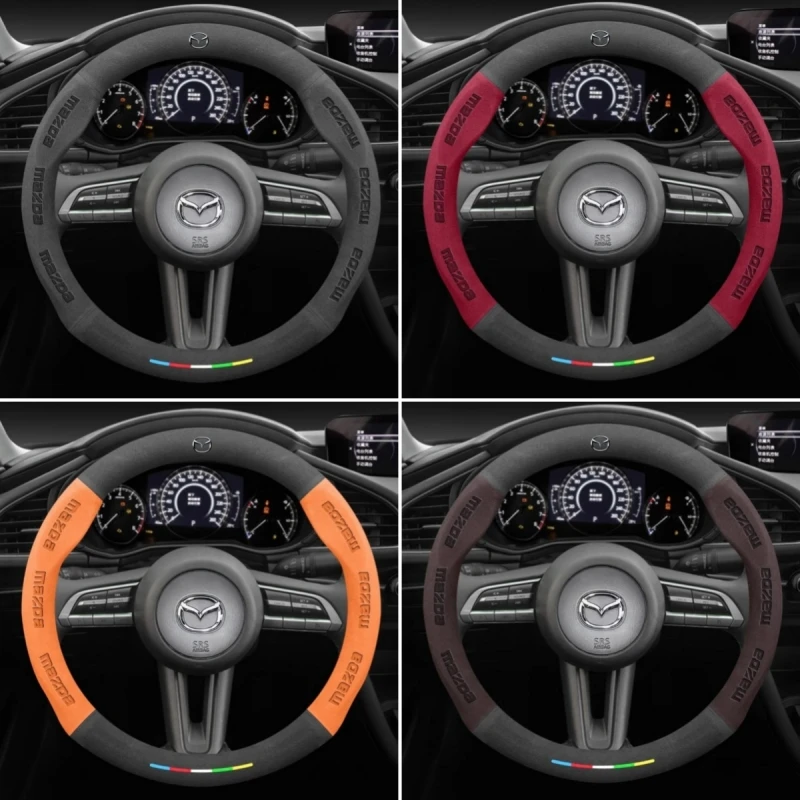 Car 3D Logo Leather Steering Wheel Cover For Mazda 2 3 5 6 BL BM GJ Atenza Axela Demio CX-3 CX3 CX-5 CX5 CX7 CX-7 CX-9 CX8 MX-5 view 6