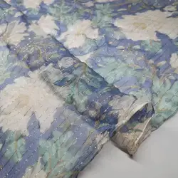 Silk Flower Print Georgette Fabric Soft Metallic Jacquard Dress Scarf Thin Flowing Material