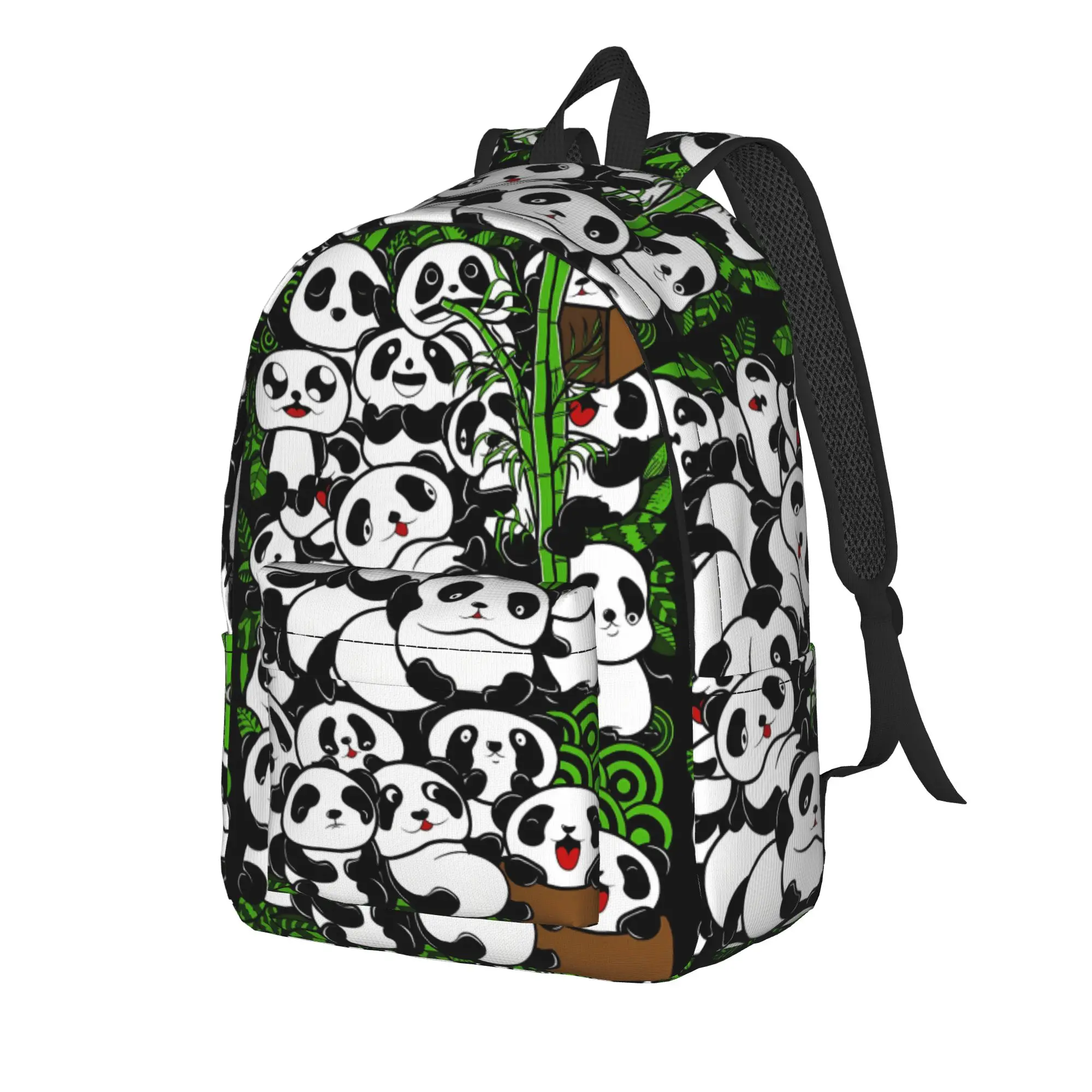 Panda And Bamboo Backpack Student  Large Backpacks Polyester Cute High School Bags Cycling Design Rucksack