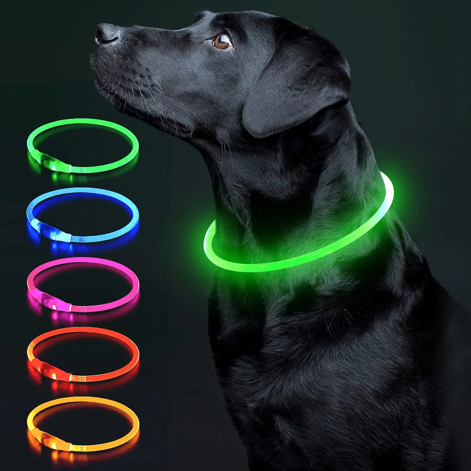 Led Luminous Dog Collar Light Rechargeable Dog Necklace, Fashion Flashing DIY Glowing Safety Collar for Dogs Nighttime Walking