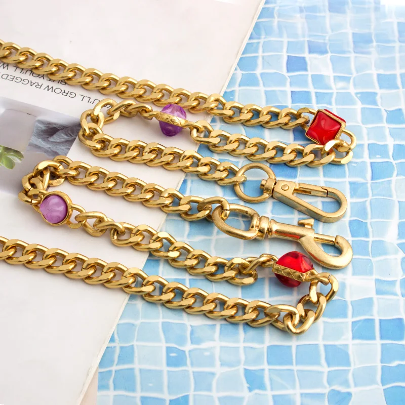 100-130cm Shoulder Chain Strap Double-sided 6-color Crystal Diamond Decor Bag Chain Slung Metal Chain Bag with Strap