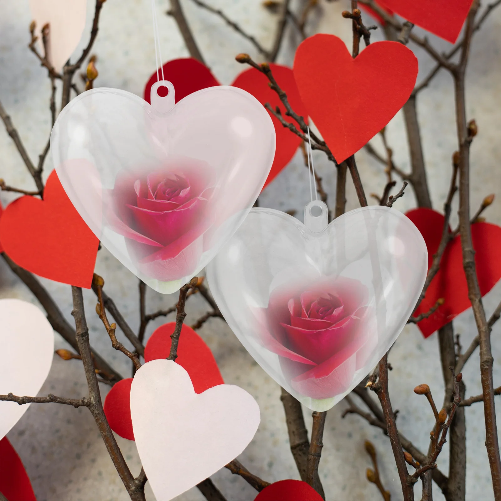 

10Pcs Heart Shape Plastic Fillable Balls Clear Ornament DIY Bath Mold Easy Open Christmas Wedding Party Hanging Decor