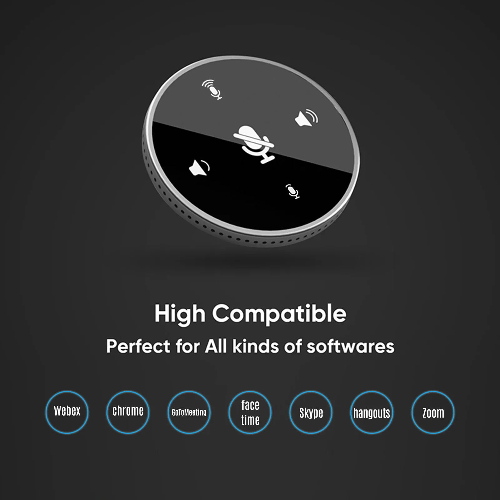 Microfono telefonico con altoparlante per conferenze USB da tavolo 360 °   Microfono per computer con funzione microfono a condensatore per PC omnidirezionale