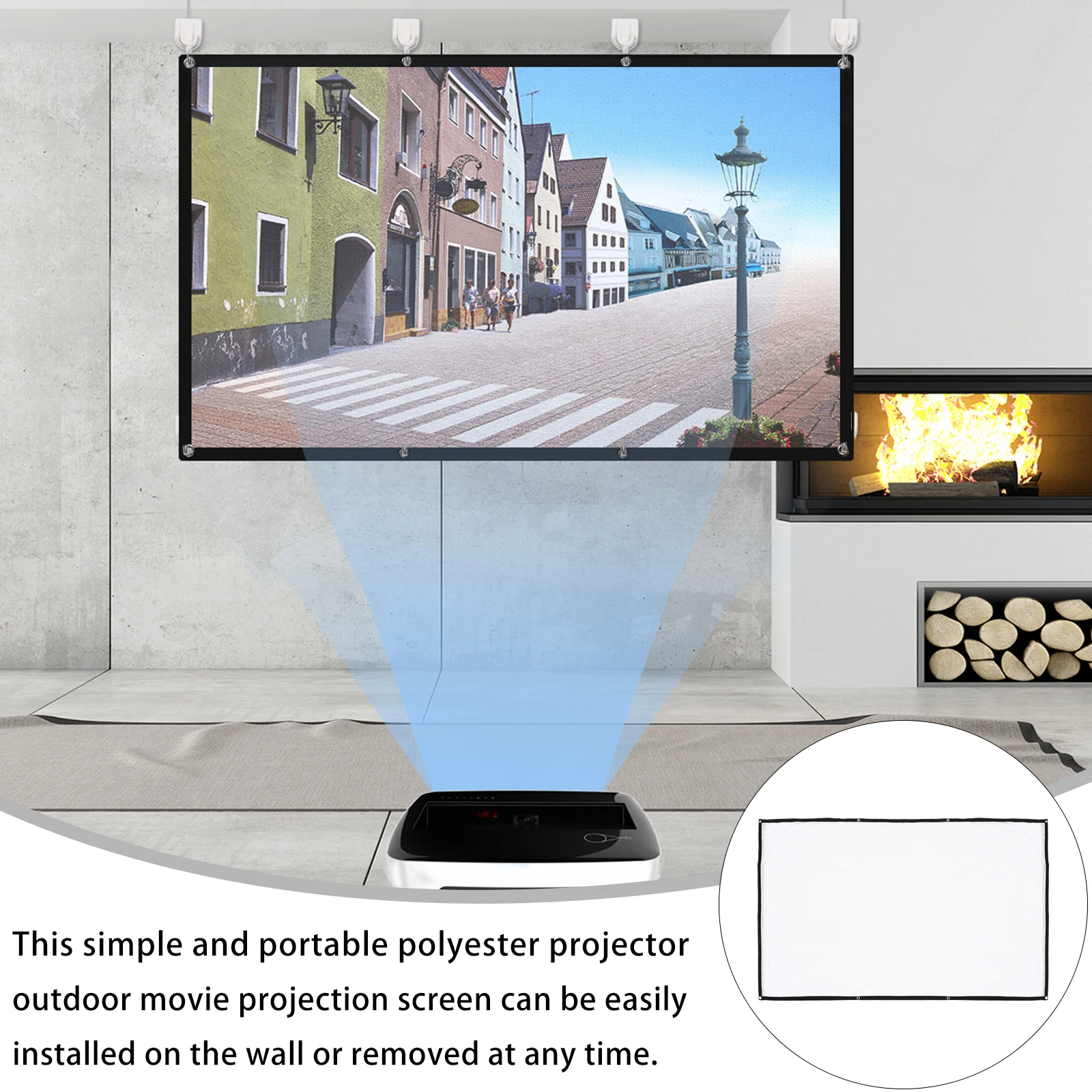 

Portable Projector Screen 100 Inch White Projection Screen Stand Business Education Gaming Classrooms Conferences
