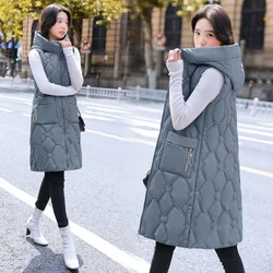 Woman Jacket Vest Down Cotton Vest Women's Autumn Winter Loose Sleeveless Jacket Female Padded Long Waistcoat Chaleco Mujer 5XL