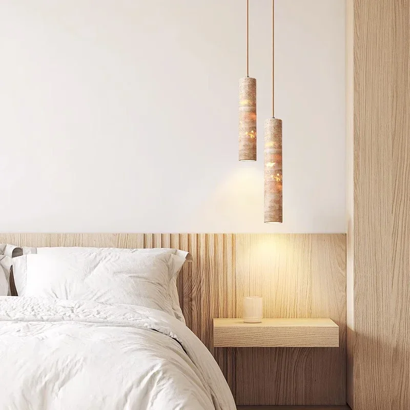 TechHPLed Pendant Lamp Marble Chandelier Long Strip Light Restaurant Bar Counter Luxury Light Art Bedroom Bedside Cream Style Li