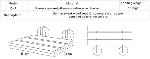 Imagem -05 - Diyhd-assento de Chuveiro Flutuante de Madeira de Teca Montagem na Parede Dobre Banco do Chuveiro 34x51cm 20