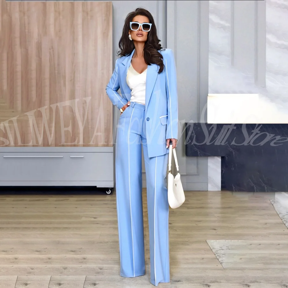 White Pants Suit Woman Luxury 2 Pieces Blazer Set High Quality Smart Causal Stylish Female Suits Trajes De Mujer Elegante