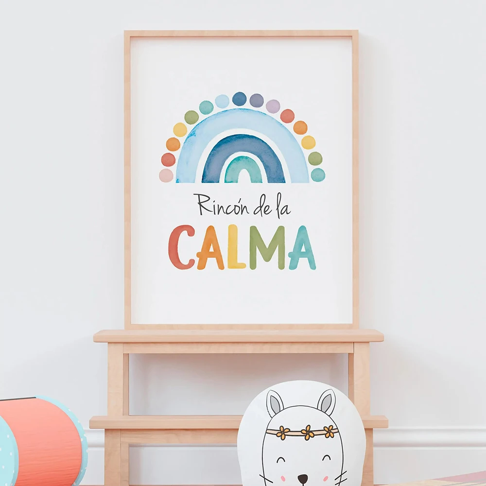 1pc frameless Canvas Painting Inhala Exhala CBT School Counselor Print Spanish Emotion Regulation Poster Calming Sign Therapy Of