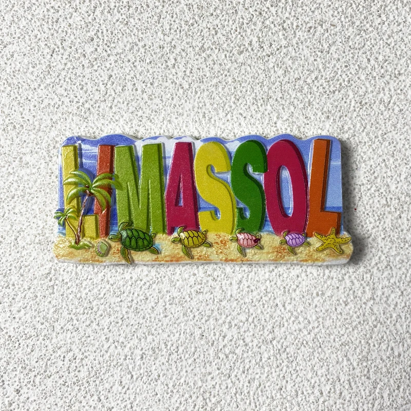 

Cyprus Lima-Zur port tourist souvenirs place name logo decoration 3d three-dimensional creative refrigerator sticker