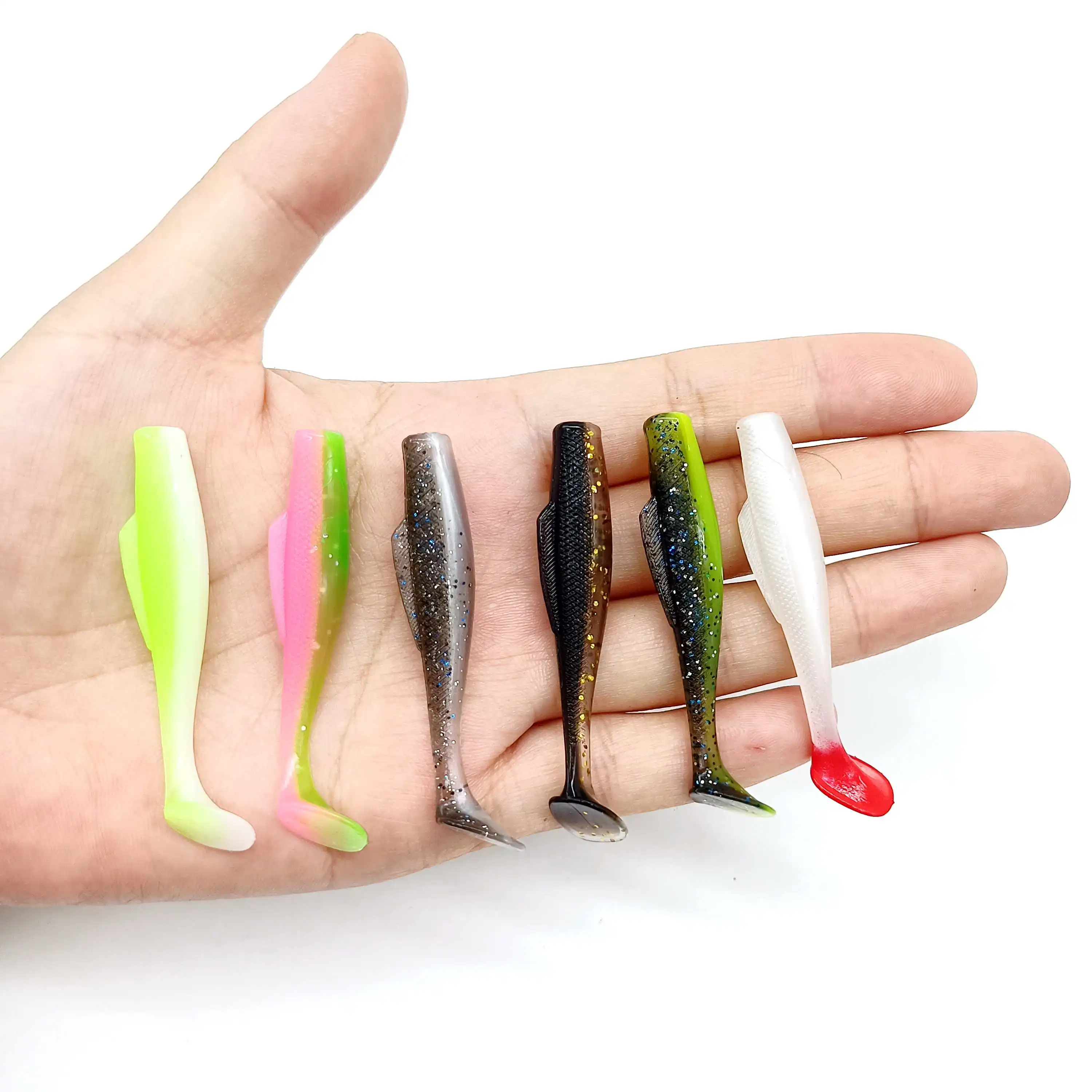 DUODUOYU 6PCS NEW TPE Soft Fishing Lure 1.7g/55mm T-Tail Soft Silicone Swimbait Wobbler For Pike Bass Shad Fishing Tackle