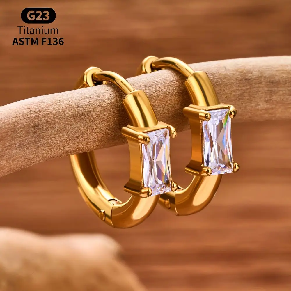 1/2pcs G23 Titanium piercing Zircon Round Hoop Earrings for Women New Cool Daily Wear Body Piercings Jewelry Accessories