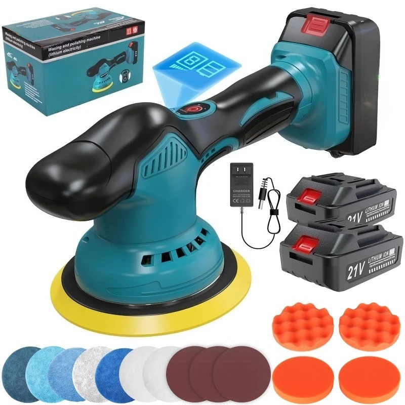 Cordless Industrial Battery-Powered Mini Car Polisher Variable Speed Orbital Rotary for Wet Polishing Scratch Removal Buffing