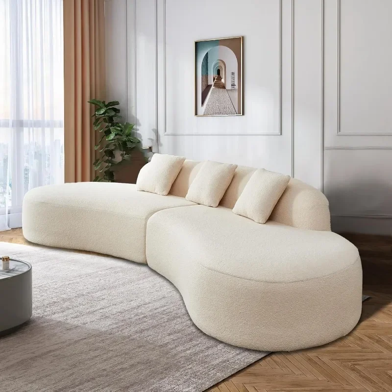 119.29“ Modern Curved Sectional Sofa,Comfortable Upholstered Foam-Filled Sectional Sofa Couch,Oversized Cloud Sofa with 3 Pillow