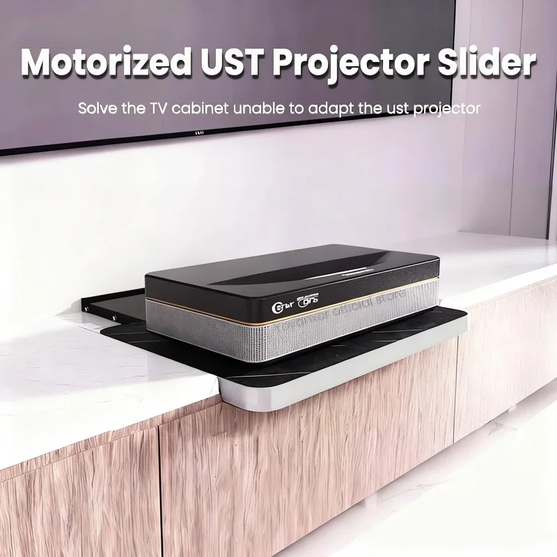 

Моторизованная полукруглощающая полка для проектора UST, ультратонкая телескопическая платформа Smart Laser TV, электрический телескопический ход 0-240 мм