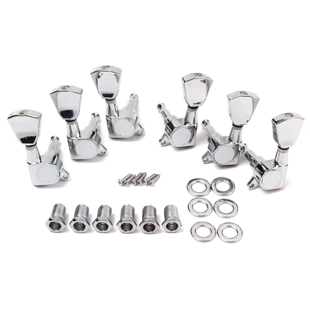 

Set 6 Banjo Machine Head Tuning Pegs 3l3r Chrome Guitar Tuners for Acoustic Electric Steel String Banjo Accessory