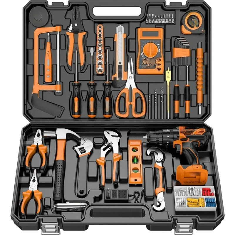 

Tool set Household toolbox Multifunctional electrician Full set Combination Car drill
